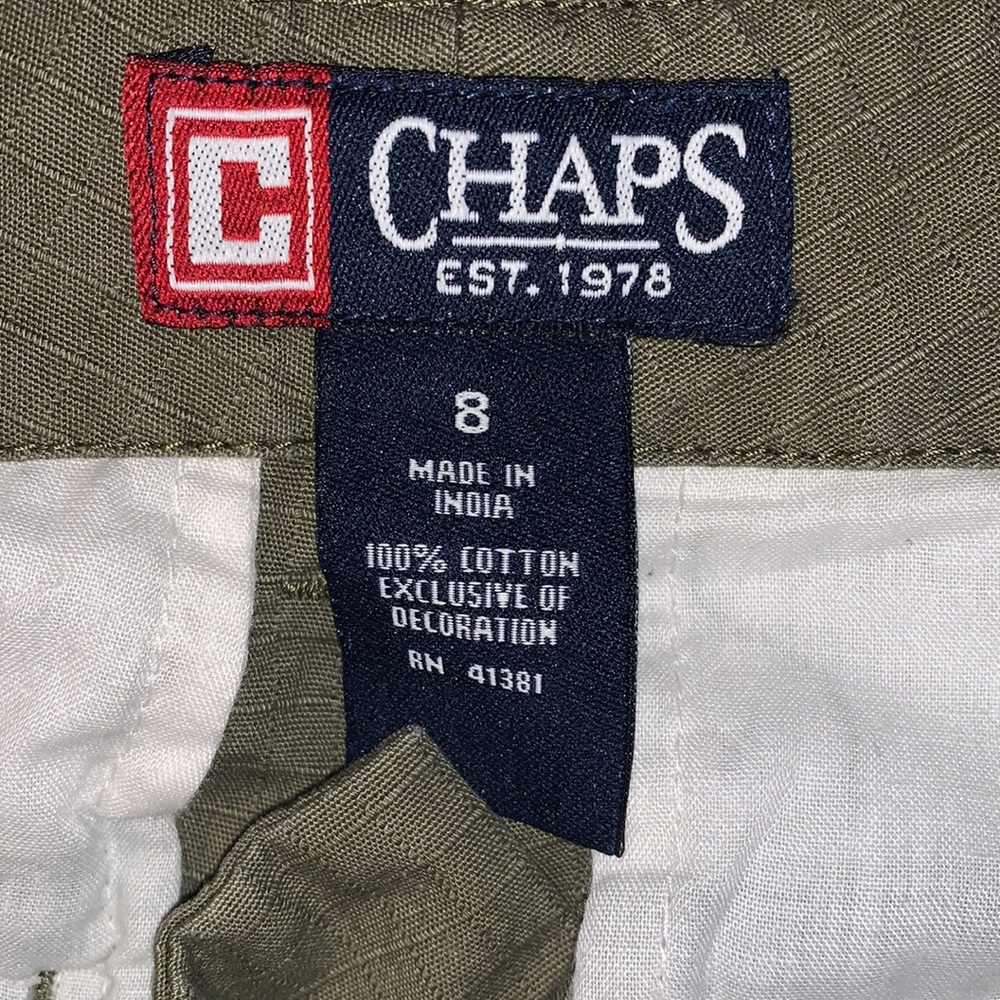 Chaps - Boys Size 8 - Hunter Green/Olive Color - Cargo Style Khaki Pants - Picture 3 of 3